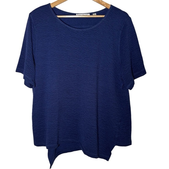 SNO SKINS Women Tunic Top XXL Navy Blue Stretch Coastal Lagenlook Textured Lagom - Picture 1 of 5